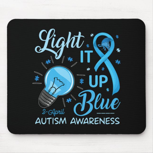 Mousepad Acenda-o Autismo Azul Sensibilização Homens Quebra (Frente)
