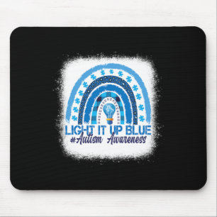 Mousepad Acenda-O Azul Arco-Íris Branqueado Autismo Consciê