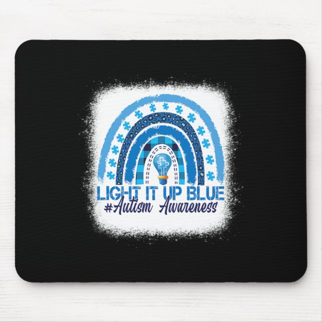 Mousepad Acenda-O Azul Arco-Íris Branqueado Autismo Consciê (Frente)