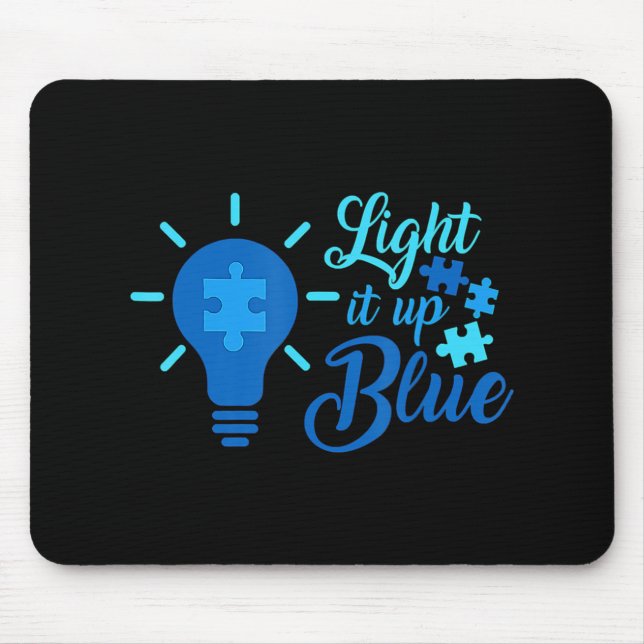 Mousepad Acenda-O Azul Autismo Sensibilização Fita Quebra-c (Frente)