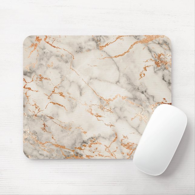 Mousepad Acentos Marrons e Padrão Abstrato Branco (Com mouse)