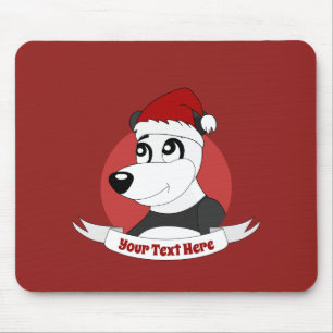 Mousepad Acessório de Natal com desenho de panda fofo para