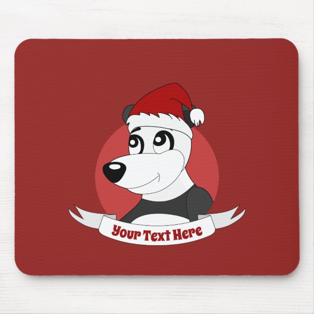 Mousepad Acessório de Natal com desenho de panda fofo para  (Frente)