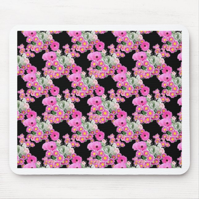 Mousepad Acessórios cor-de-rosa tendência com padrão floral (Frente)