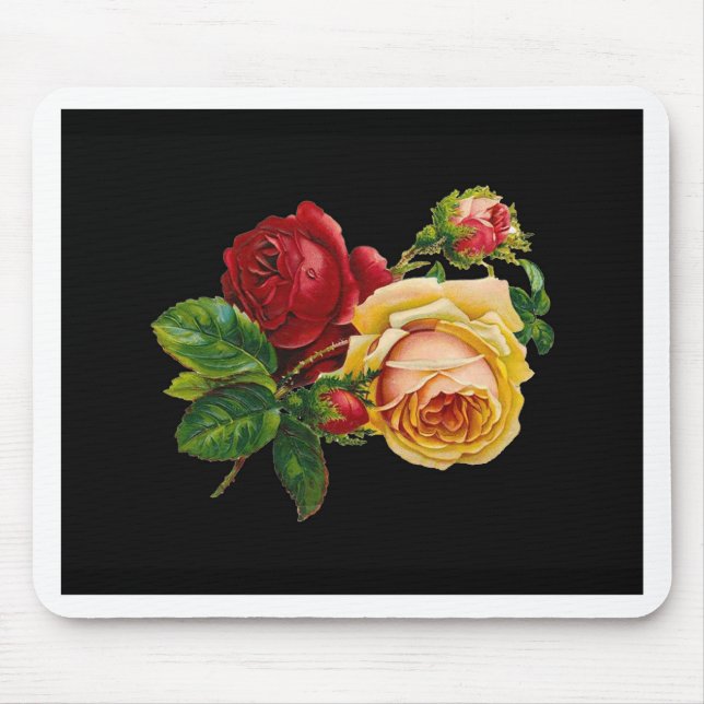 Mousepad Acessórios para Impressão de rosa - preto, vermelh (Frente)