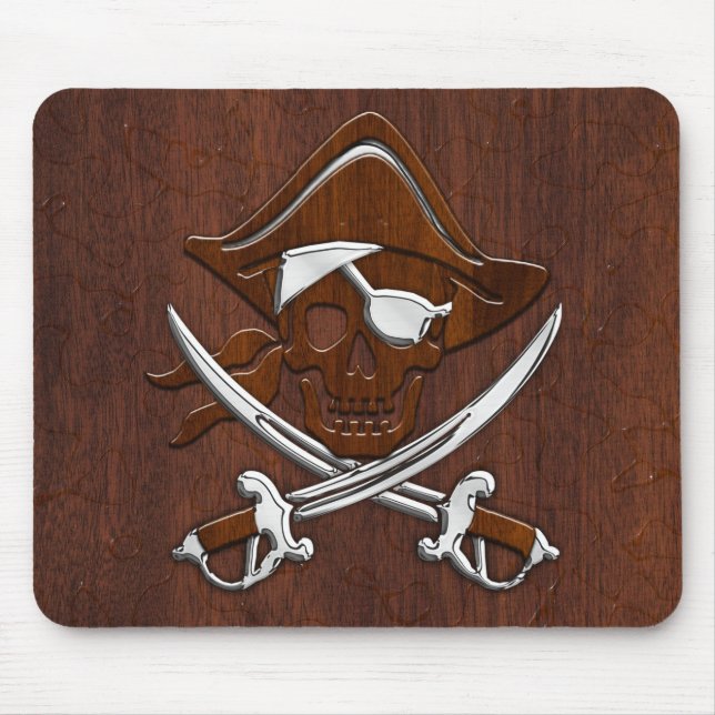 Mousepad Aço Crânio Pirata Mano Náutica Do Mahogany (Frente)