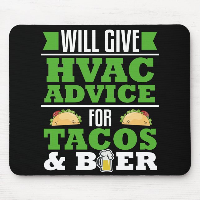 Mousepad Aconselhamento do HVAC para os Tacos Beer Engraçad (Frente)