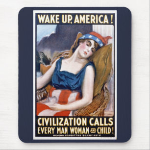 Mousepad Acorde América! Arte Patriótica Vintage da Liberda