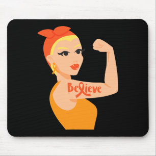 Mousepad Acredite em Orange Ribbon Forte Mulher Leucemia Aw