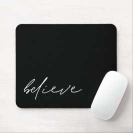 Mousepad Acredite em preto minimalista com script moderno d