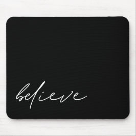 Mousepad Acredite em preto minimalista com script moderno d