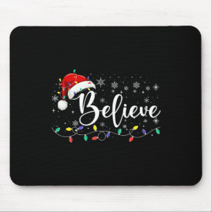 Mousepad Acredite no Natal Luz Vermelha Santa Hat Família X