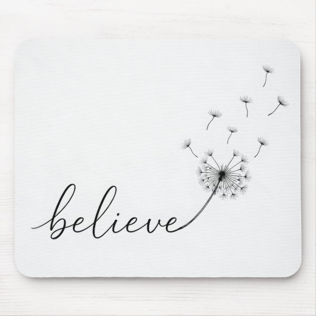 Mousepad Acredite Texto com Sementes de Dente-de-Leão Flutu (Frente)