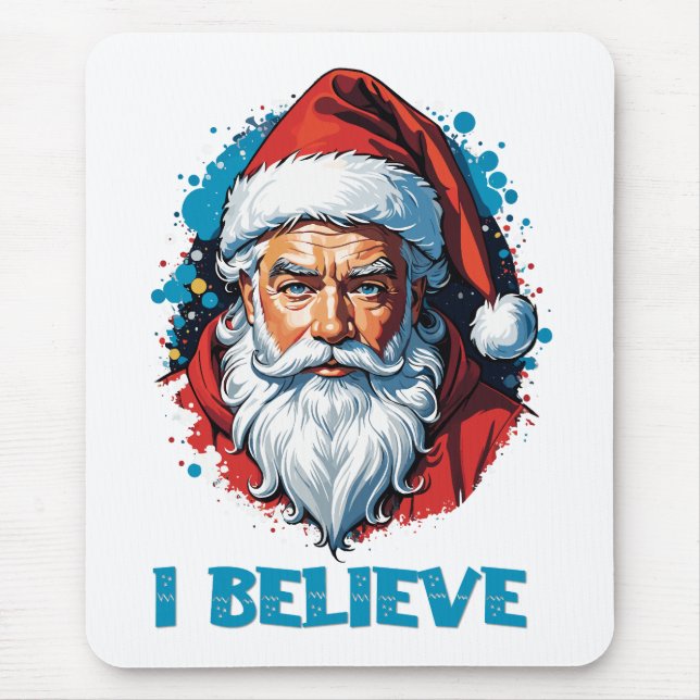 Mousepad Acredito em Santa Claus Grafite Style Design (Frente)