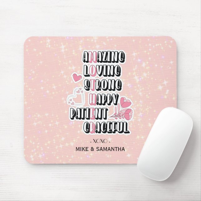 Mousepad Acrônimo Mãe | Floral | Presente de Dia de as mães (Com mouse)