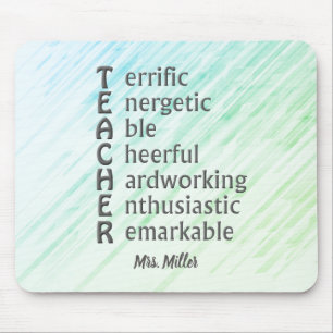 Mousepad Acrônimo para Professores Nome Abstrato Verde Azul