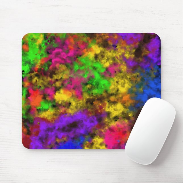 Mousepad Acrylic Neon Colors Paint Splatter Splash Abstract (Com mouse)