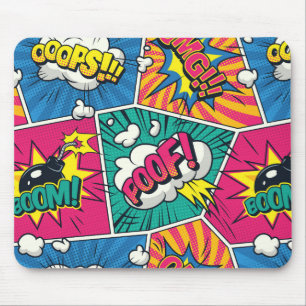 Mousepad Action Comic Efeitos Sonoros - Tapete de Mouse Des