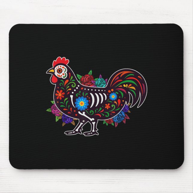 Mousepad Açúcar Crânio Frango Dia De Muertos Dia De Hallowe (Frente)