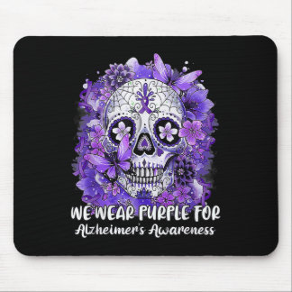 Mousepad Açúcar Flor do Crânio Vestido Fita Roxa Fita Alzhe