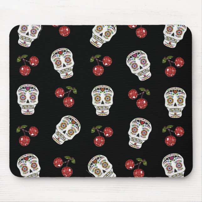 Mousepad Açúcar Rockabilly RAB Caveiras de Açúcar Cerejas e (Frente)