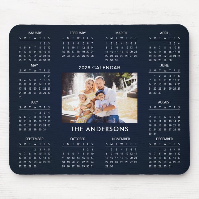 Mousepad Add Your Own Family Photo 2026 Calendar |  (Frente)