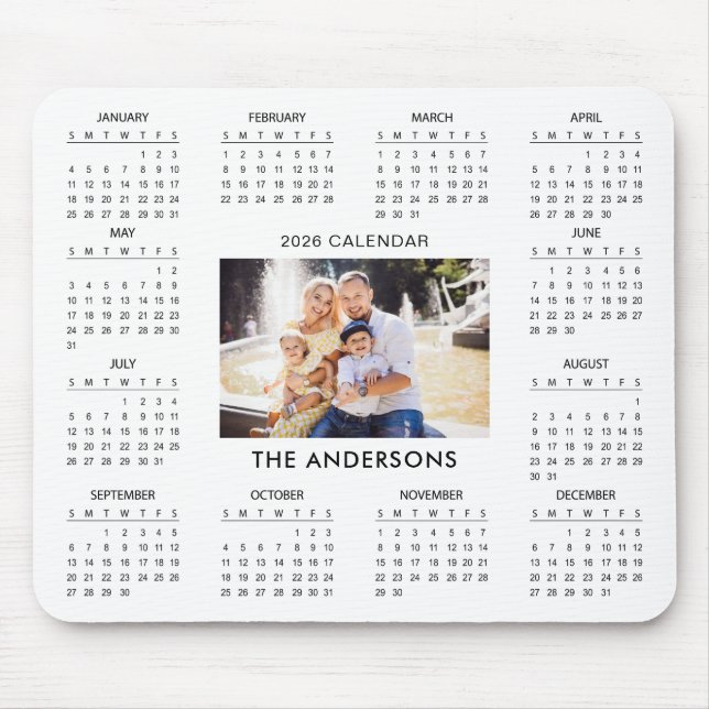 Mousepad Add Your Own Family Photo 2026 Calendar |  (Frente)