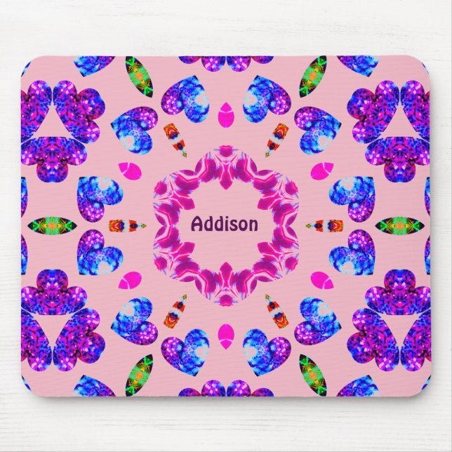 Mousepad ADDISON~ Glittering Heart Pattern ~ Personalizado  (Frente)