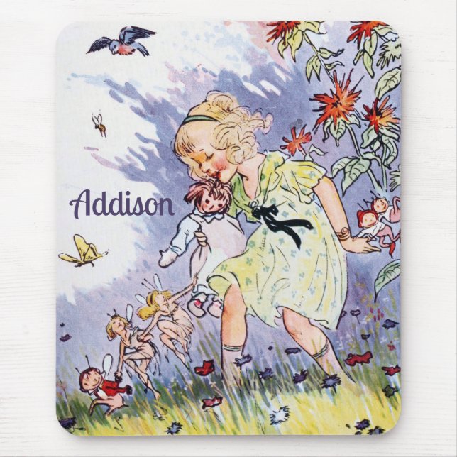 Mousepad ADDISON ~ Vintage art ~ Johnny Gruelle ~ Fairies (Frente)