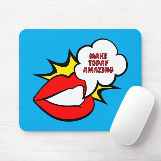 Mousepad Adesivo - Balão de Fala Boca + SEU TEXTO & IDEIA 1 (Com mouse)