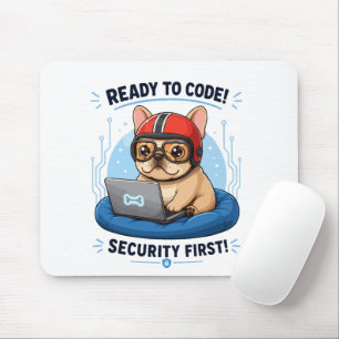 Mousepad Adesivo de Cachorro de Cibersegurança de Codificad