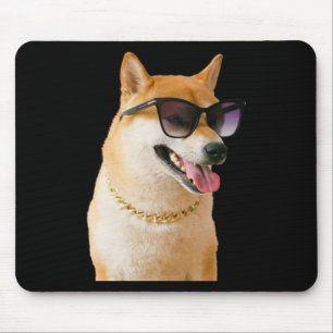Mousepad Adesivo de Shiba Inu Legal Com Óculos de Sol e Cor