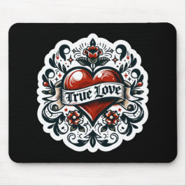 Mousepad Adesivo de Tatuagem Coração do Amor Verdadeiro Est