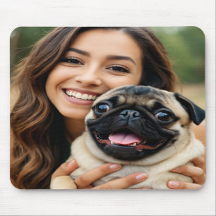 Mousepad Adicionar Foto de Pug Personalizar Customizar