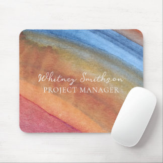 Mousepad Adicionar nome Abstrato simples castanho e aquarel