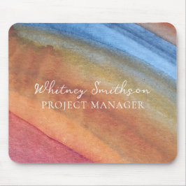 Mousepad Adicionar nome Abstrato simples castanho e aquarel