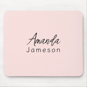Mousepad Adicionar Nome de Cheio à Rosa claro Mínima Simple