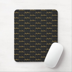 Mousepad Adicionar Nome & Monograma Modos de Clássica Preta