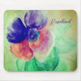 Mousepad Adicionar Nome Violet Blue e Pastel Rosa Floral