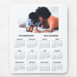 Mousepad Adicionar seu Calendário de Foto da Família 2024  