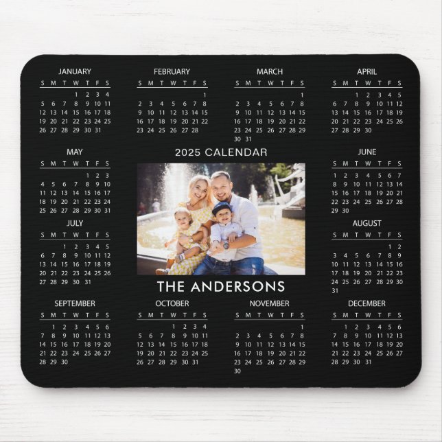 Mousepad Adicionar seu Calendário de Foto da Família 2025 | (Frente)