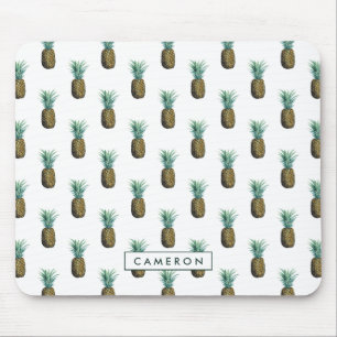 Mousepad Adicionar Seu Nome Abacaxi tropical Aquarela
