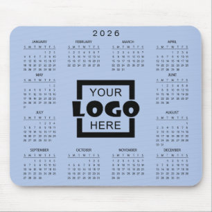 Mousepad Adicione o logotipo da sua empresa Calendário 2026