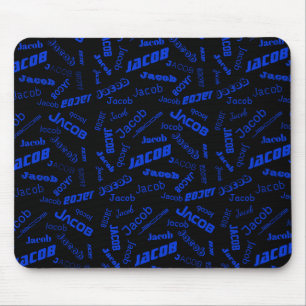 Mousepad Adicione qualquer nome ou palavra Azul e Preto