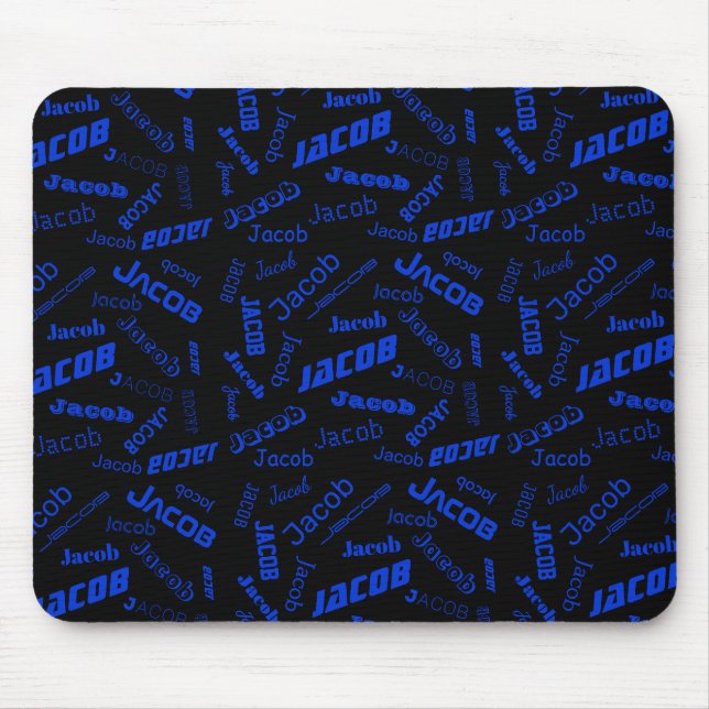 Mousepad Adicione qualquer nome ou palavra | Azul e Preto (Frente)