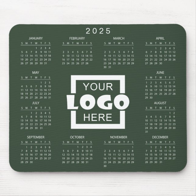Mousepad Adicione seu logotipo de empresa para 2025 Calendá (Frente)