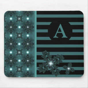 Mousepad Adicione Seu Monograma Arte Deco Flores no Estilo