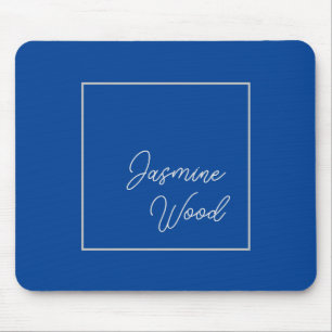 Mousepad Adicione seu nome a azul minimalista moderno
