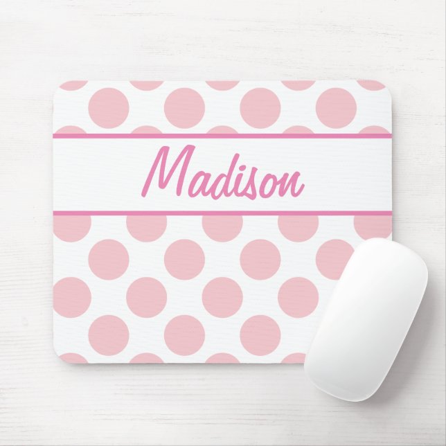 Mousepad ADICIONE SEU NOME  -  Bolinha rosa (Com mouse)