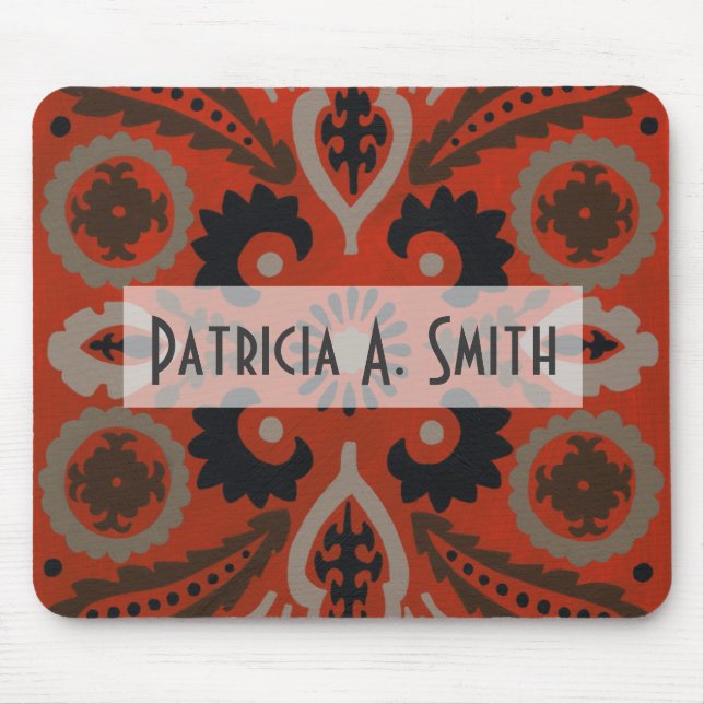 Mousepad Adicione seu nome | Cinnabar Suzani II (Frente)